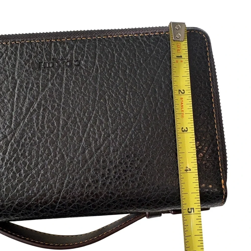 Coach Black Leather Double Zip Travel Organizer Wallet Wristlet EB7104